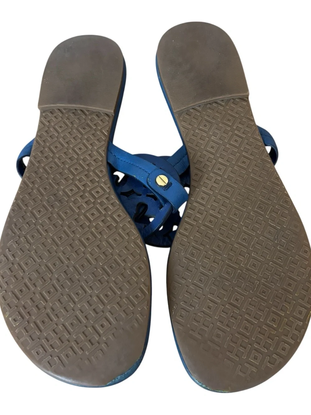 Tory Burch Miller Thong Sandals Blue Leather Women’s Size 8M